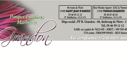 Pompes Funèbres Et Marbrerie Grandon - Permanence Décès 24/24h - 7/7j, Pompes Funèbres à Tonnay-Charente
